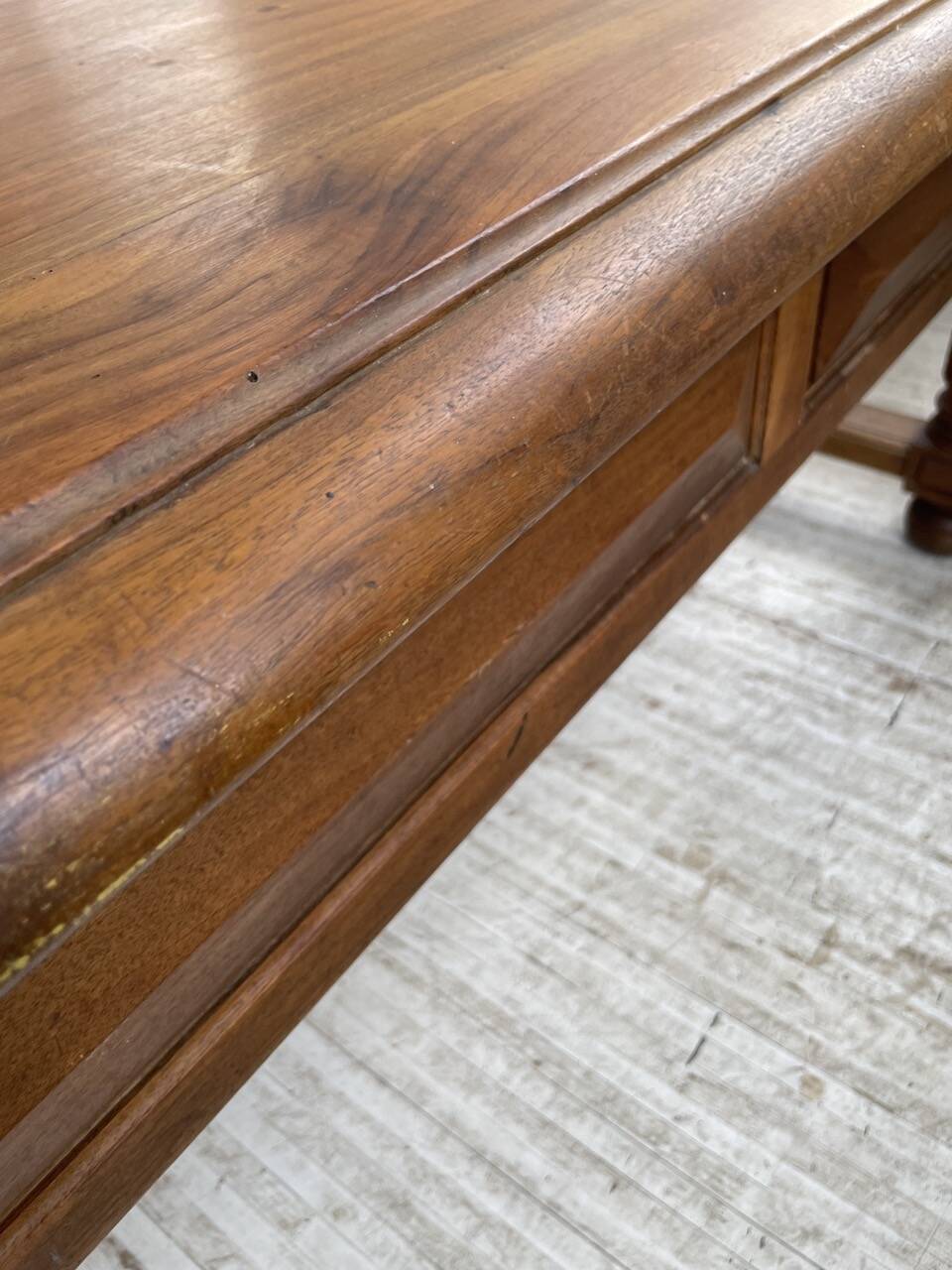 Solid walnut farmhouse castle table 1900 XXL