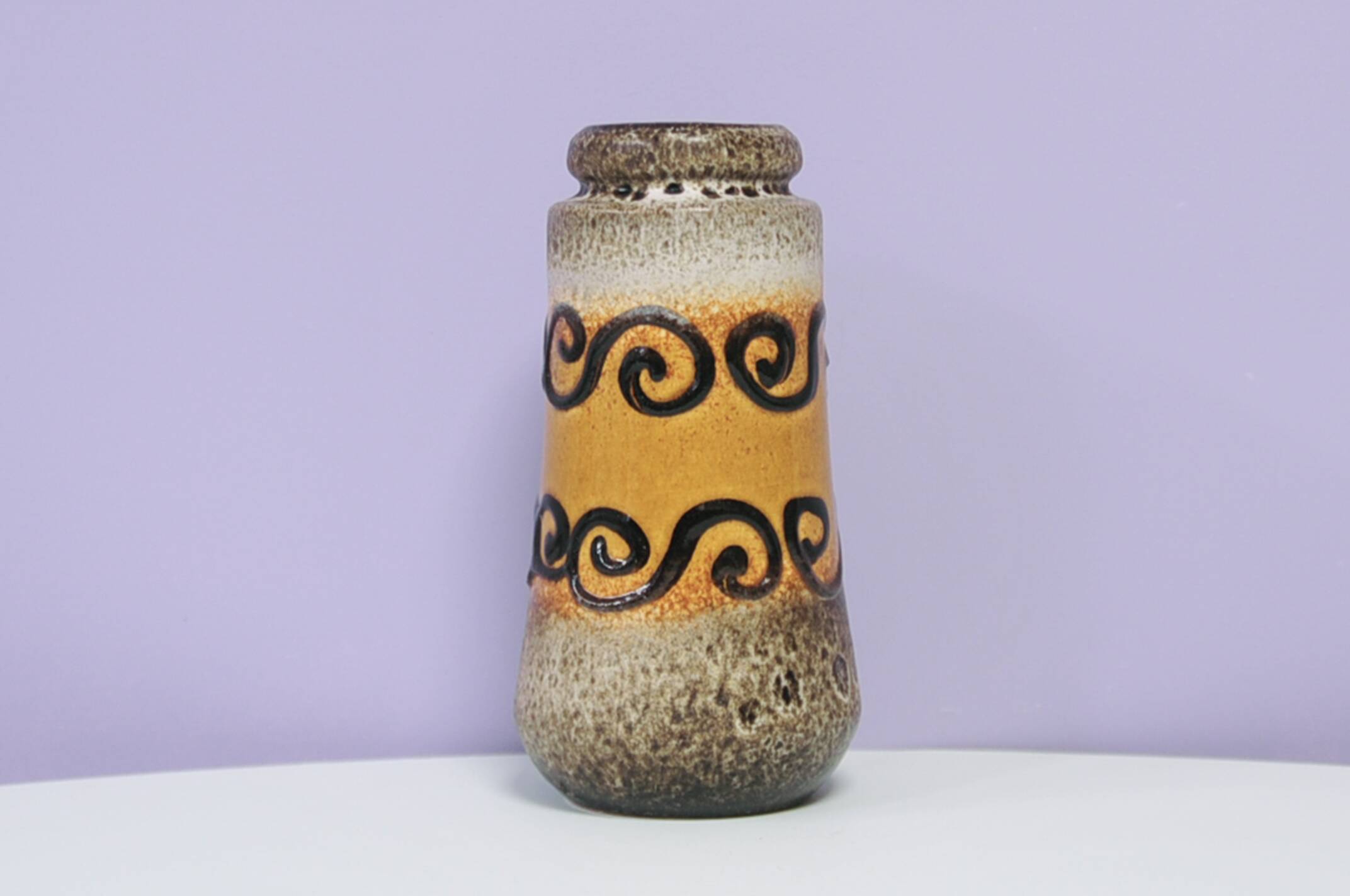 Brown & ochre curl West Germany vase