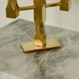 Swedish three-armed candelabrum in brass by Lars Åkesson for Vallonmässing