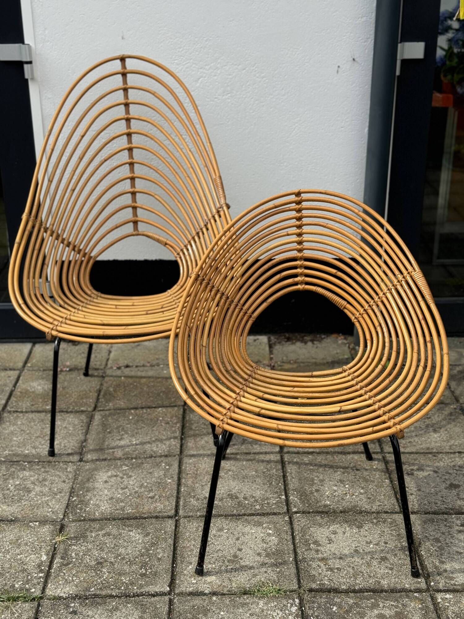 Pair of vintage Rohe Rotan chairs by H, Broekhuizen 1960
