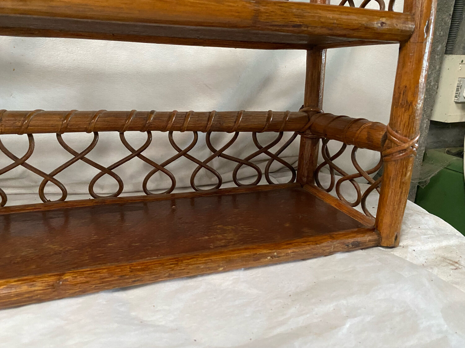 Vintage rattan shelf