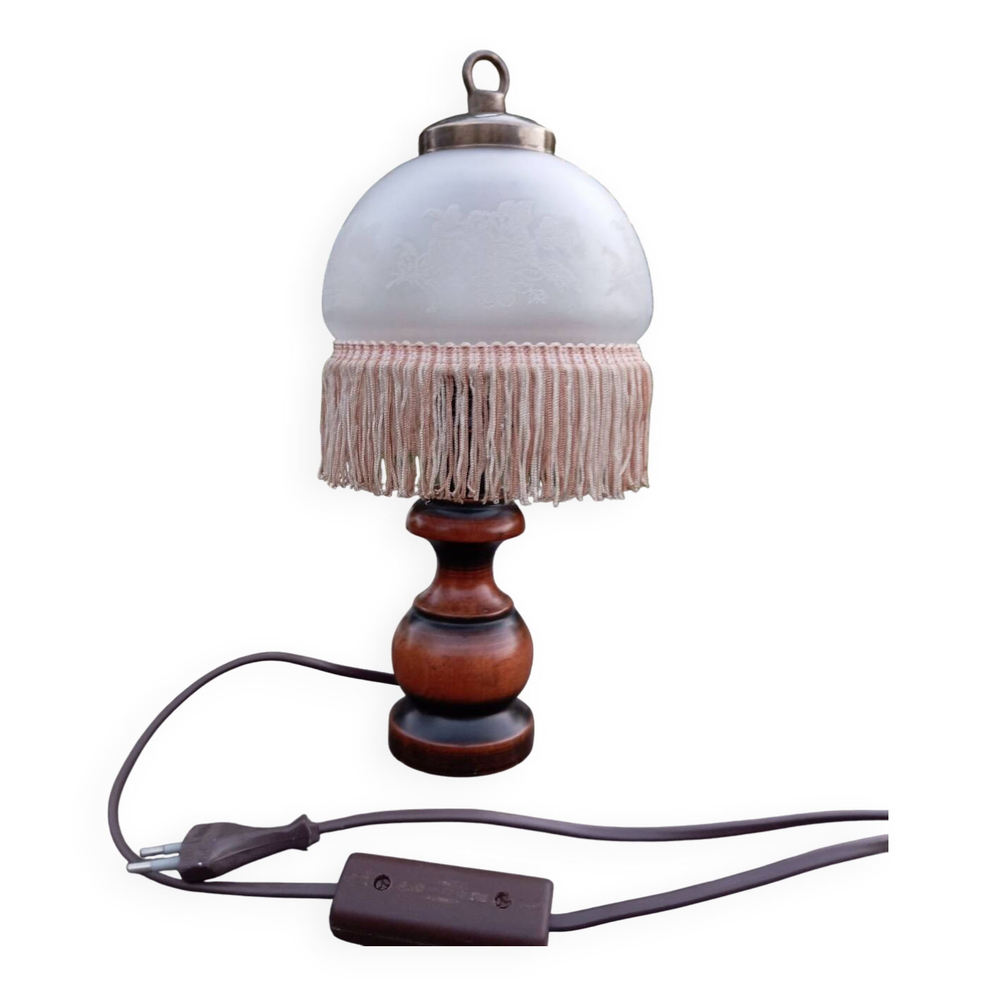 Lampe de chevet vintage romantique verre à franges