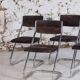 5 tubular chairs in suede and chrome by Roche Bobois, 1970.