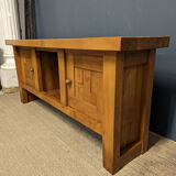 Brutalist low sideboard in solid elm