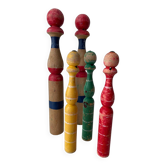 Old wooden bowling pins