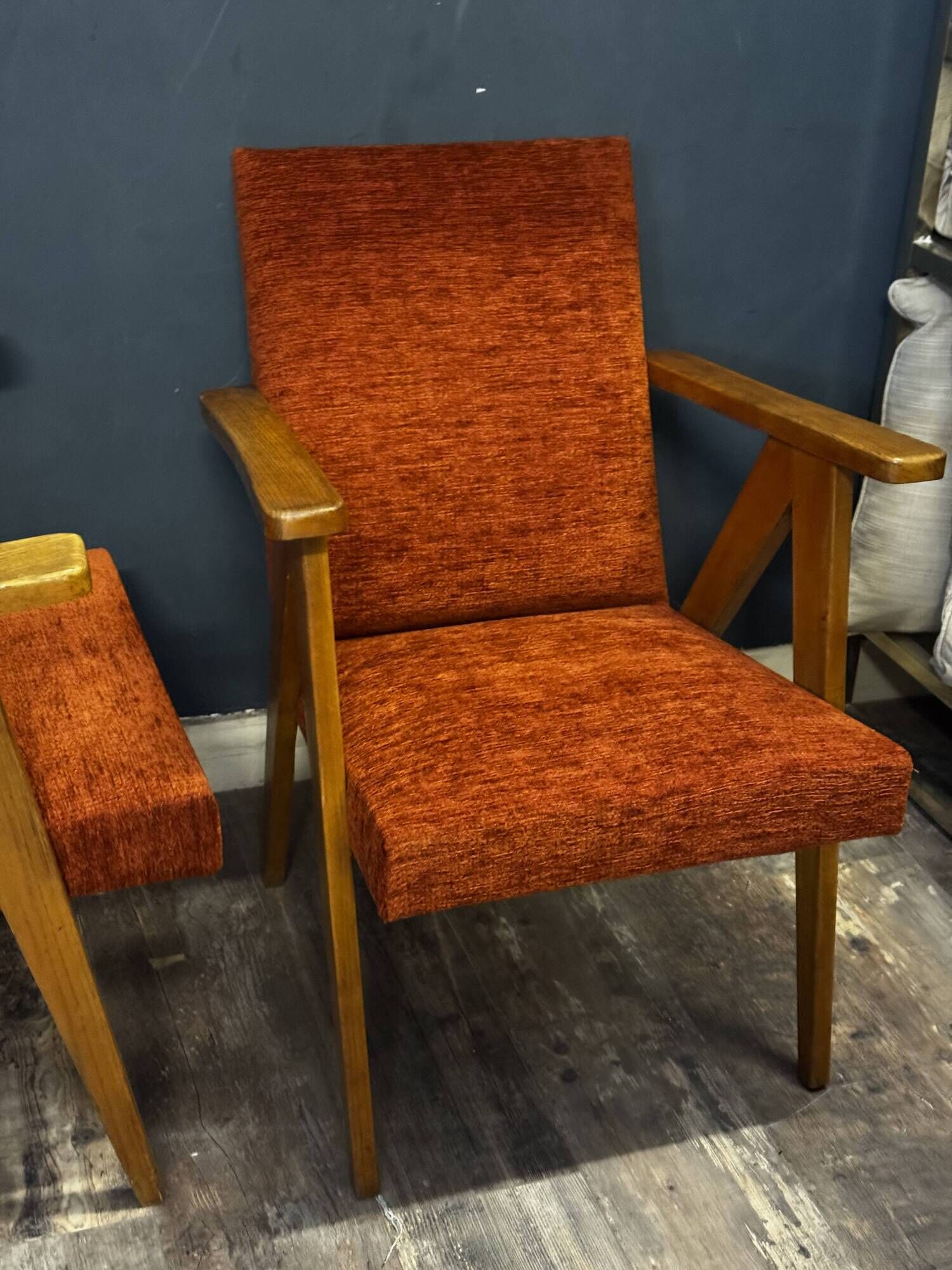 Pair of restored vintage compass armchairs from the 1950s/1960s.