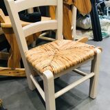 Straw seated wooden chair