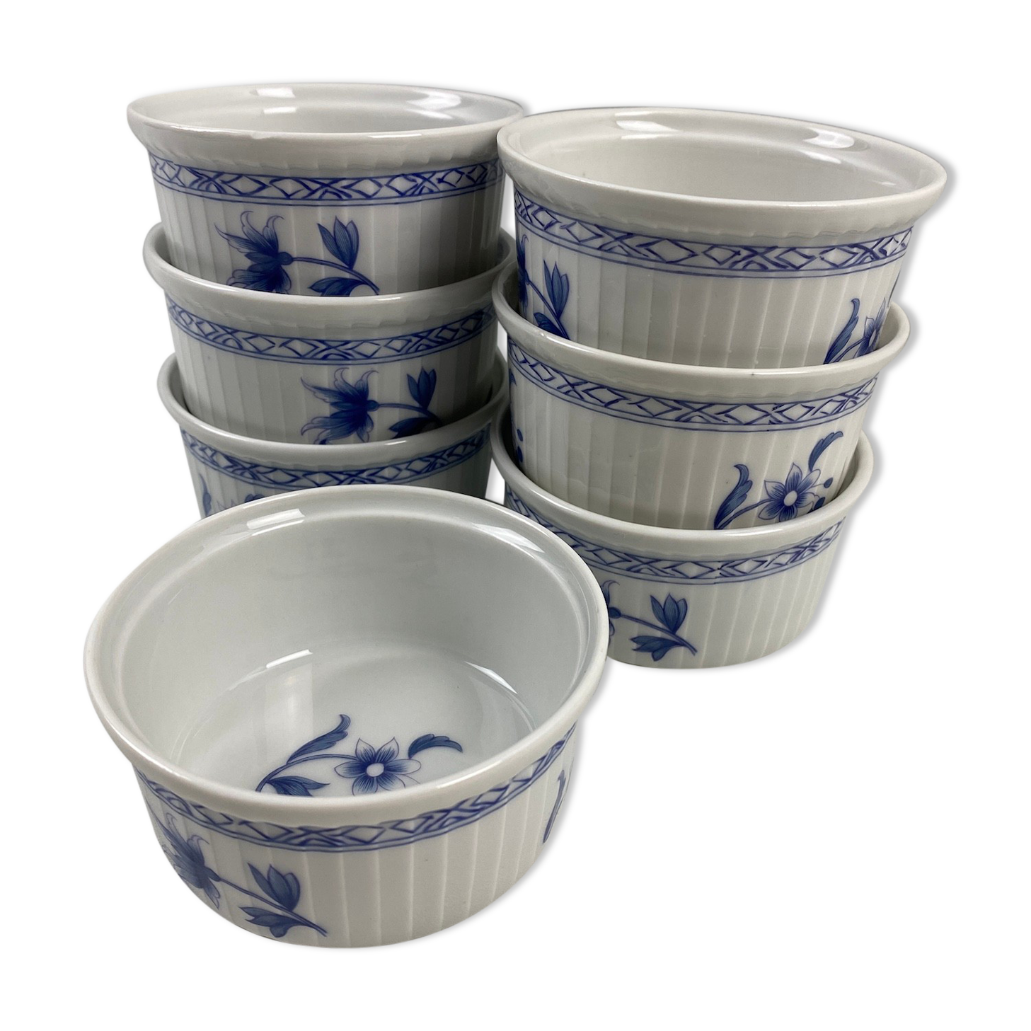 7 ramekins Porcelaine de Paris décor Old China