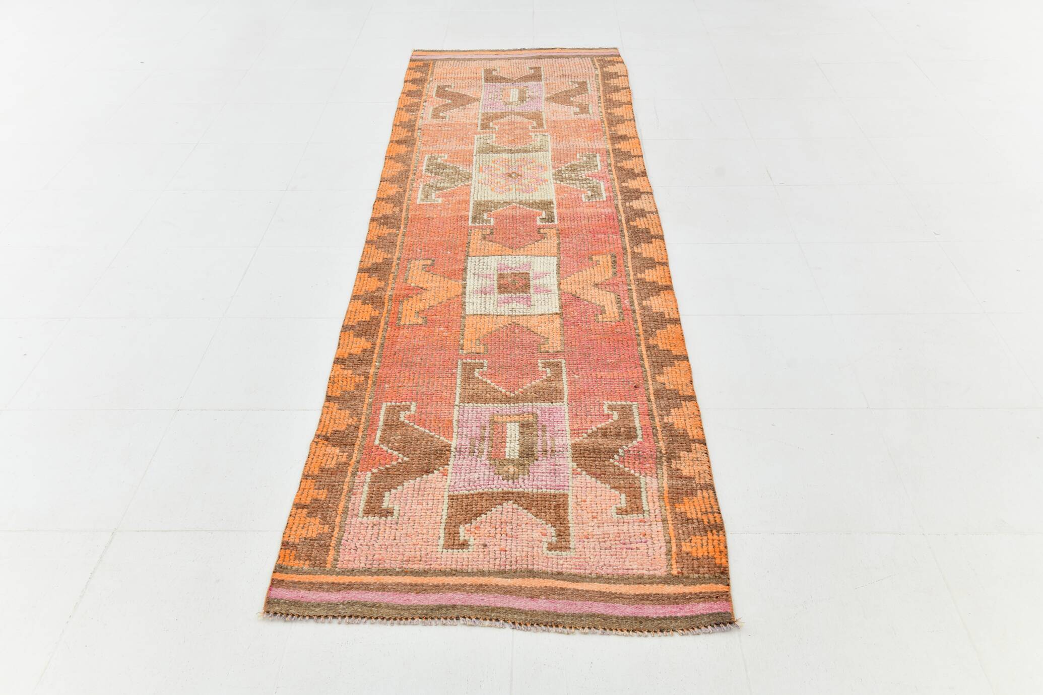 3x11 Colorful Turkish Vintage Runner Rug, 92x328Cm
