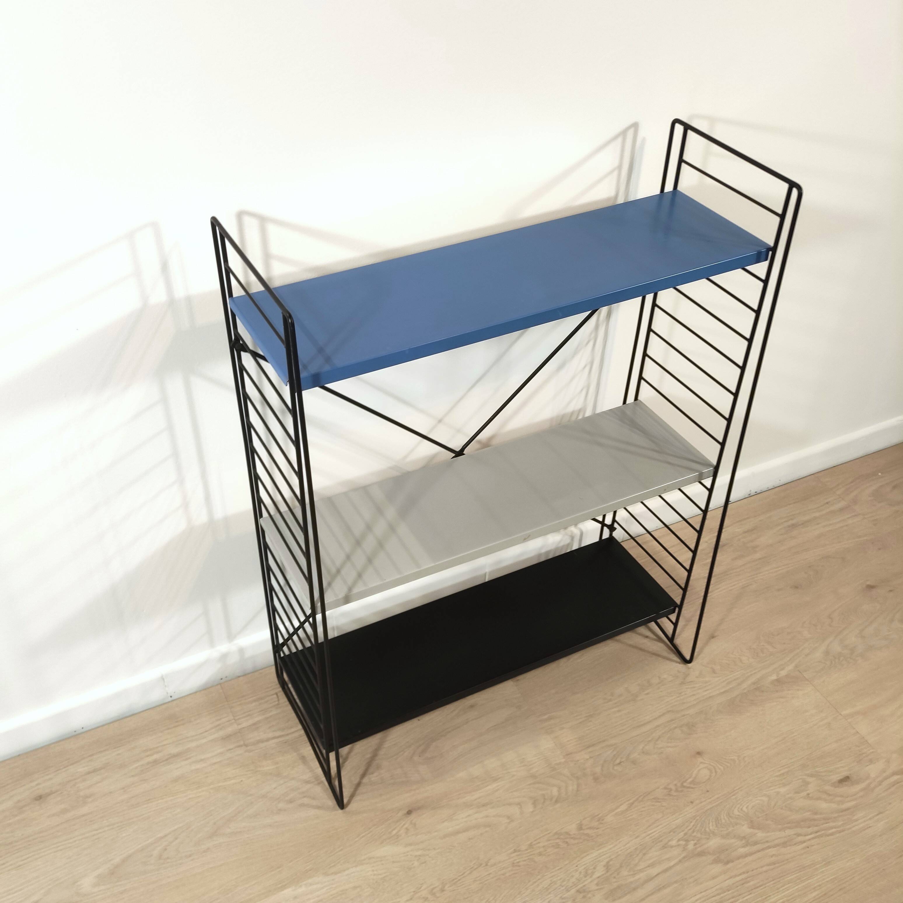 Mid century free standing rack with metal shelves by A. Dekker for Tomado
