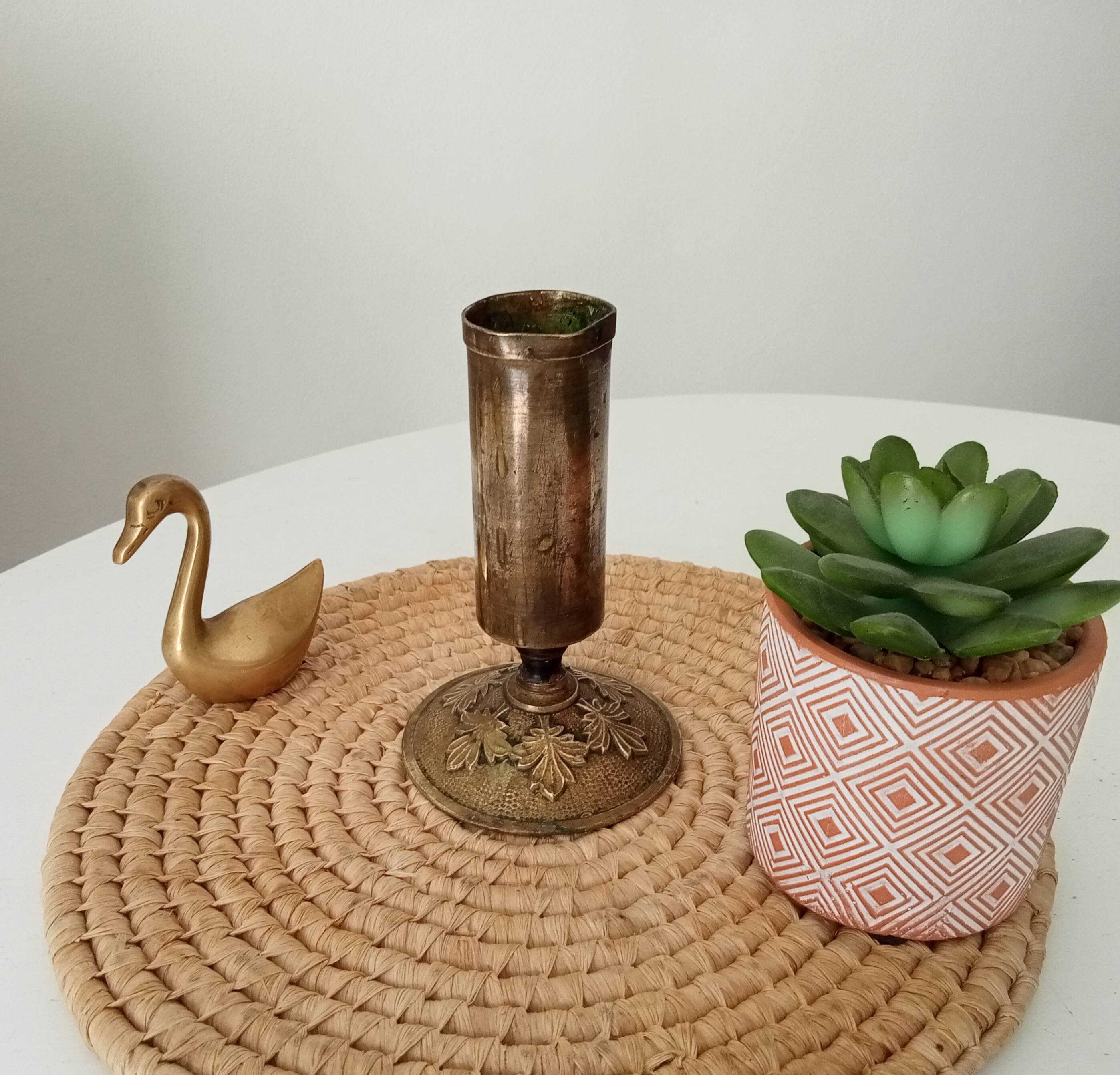 Antique folk art candle holder 1914/18