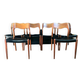Suite De 6 Chaises Teck Et Skai Modele 71 De Niels O. Moller