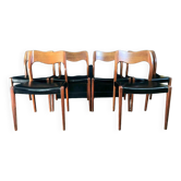 Suite De 6 Chaises Teck Et Skai Modele 71 De Niels O. Moller