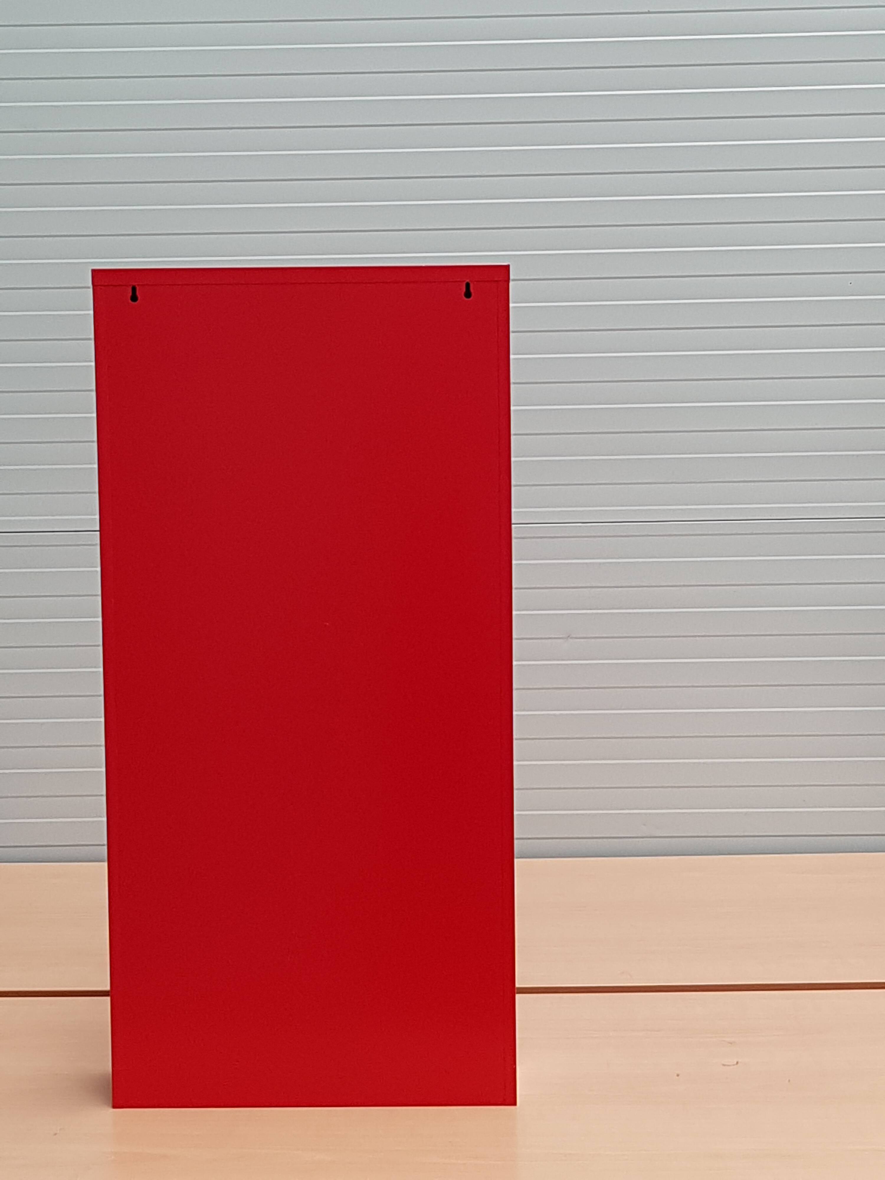 Red metal shoes storage cabinet