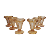Set of 6 old pink glass ice cream cups