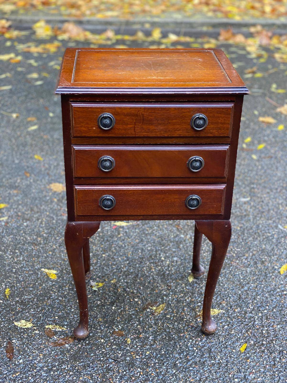 English Chippendale wooden bedside table
