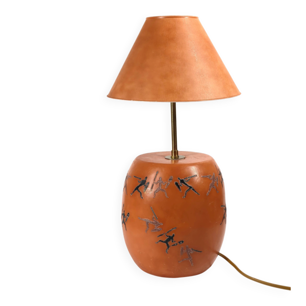 Lampe de table vintage en céramique texturée