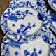 6 dessert plates Creil & Montereau in blue ironstone, "Japan" service