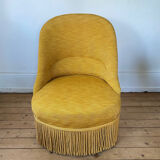Toad armchair in gilded ribbed canvas