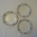3 assiettes plates faïence ancienne St Amand Salins  vert