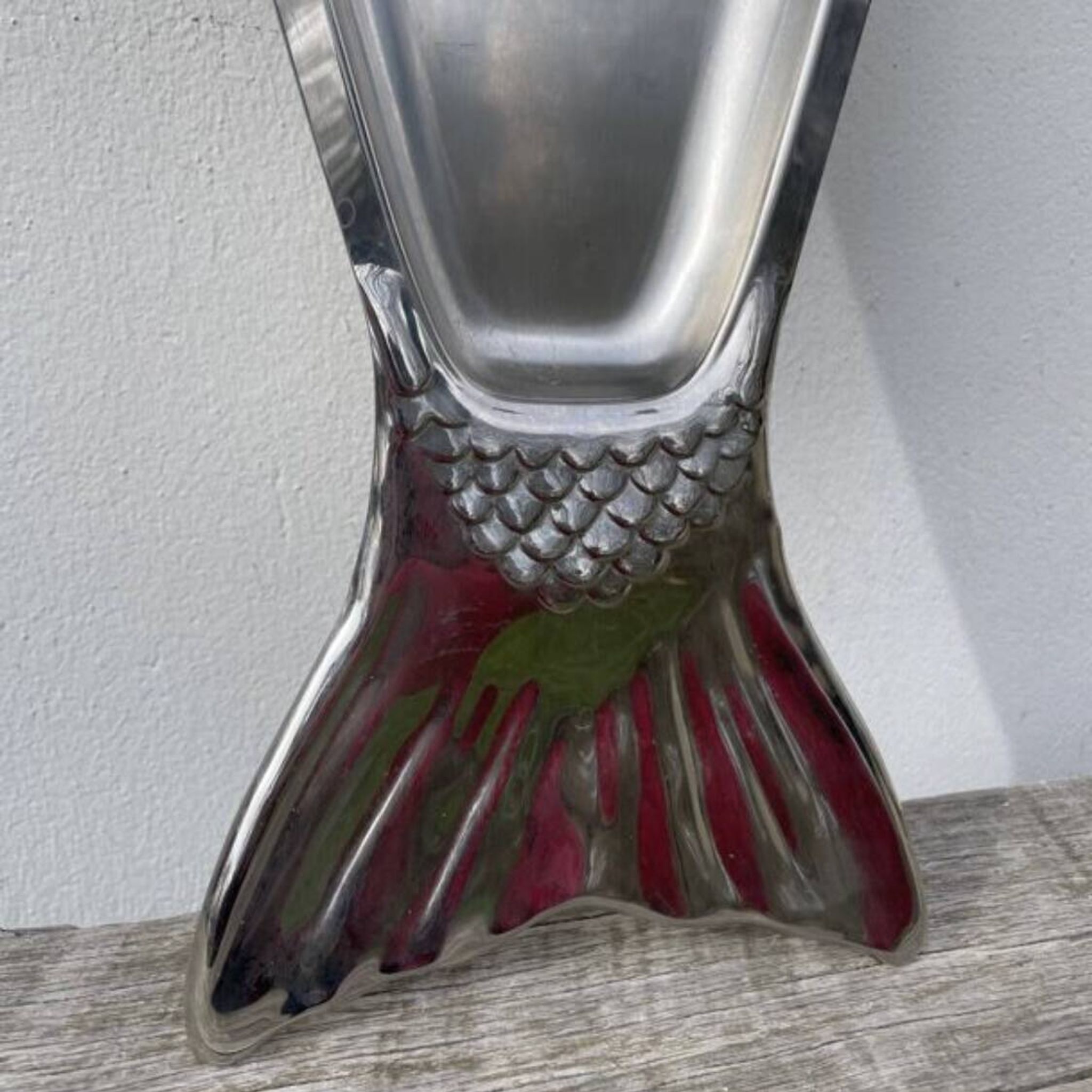 Large stainless steel fish platter signed Jean Couzon