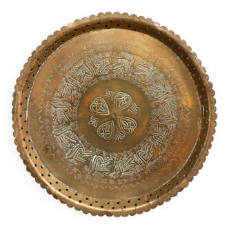 Oriental tray in copper or brass engraved XXth