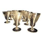 Suite de 12 verres à liqueur en verre des années 1930 1940