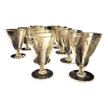 Set of 12 glass liqueur glasses from the 1930s 1940s