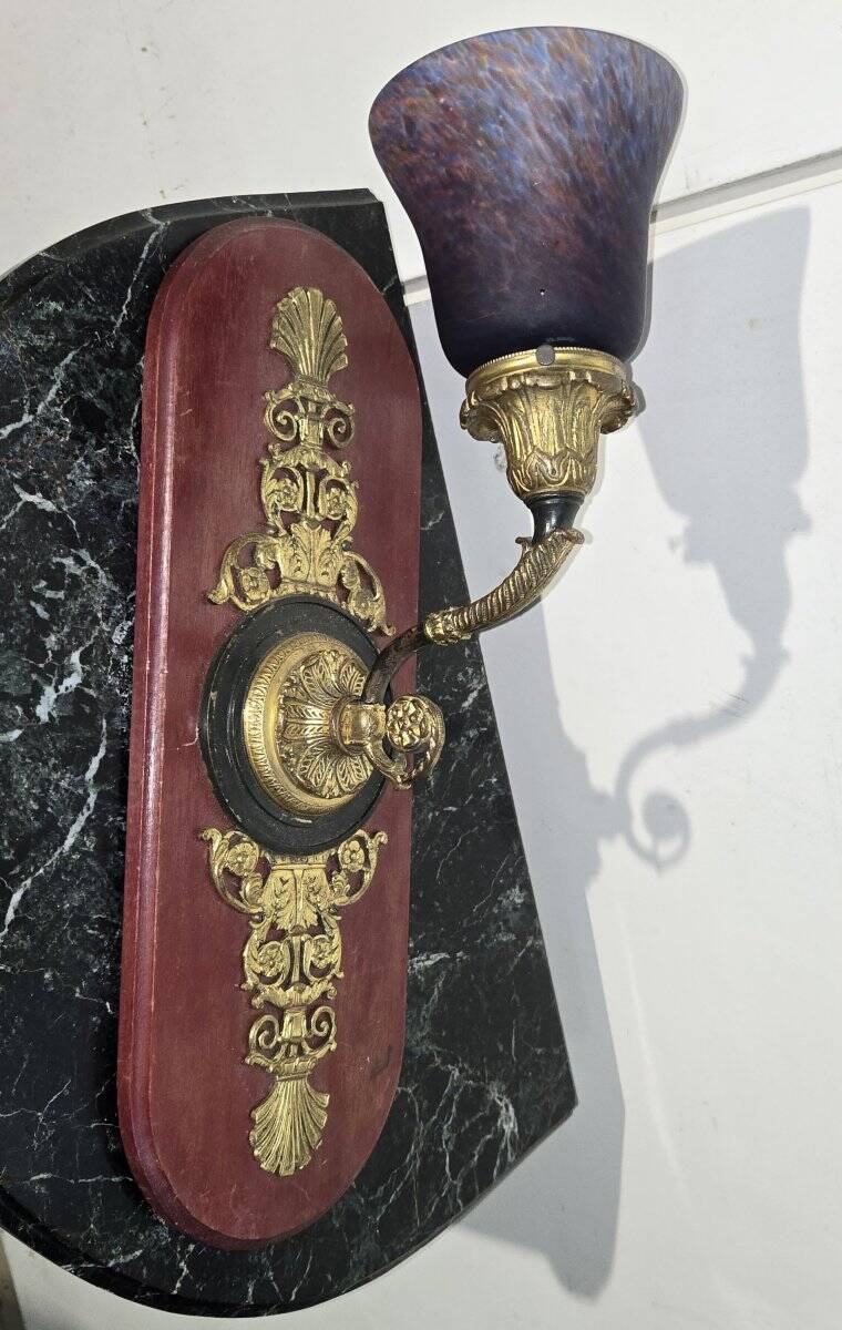 Large bronze and glass paste wall light.