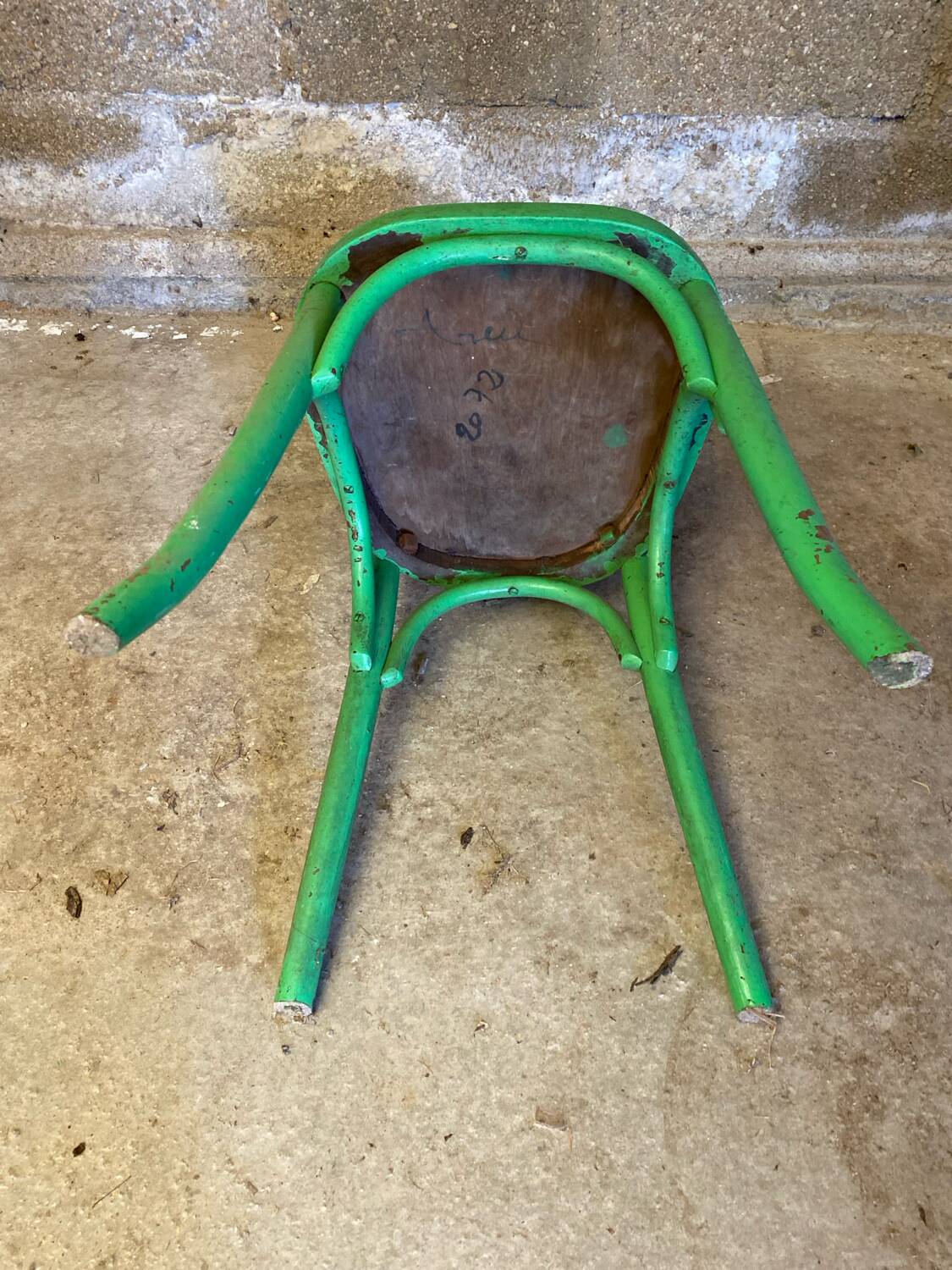 Antique Bistrot Chair Baumann Style Turned Wood Green Vintage