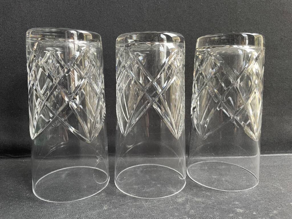 3 large Saint Louis Sammy service glasses stamped