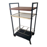 Vintage teak and metal bar trolley