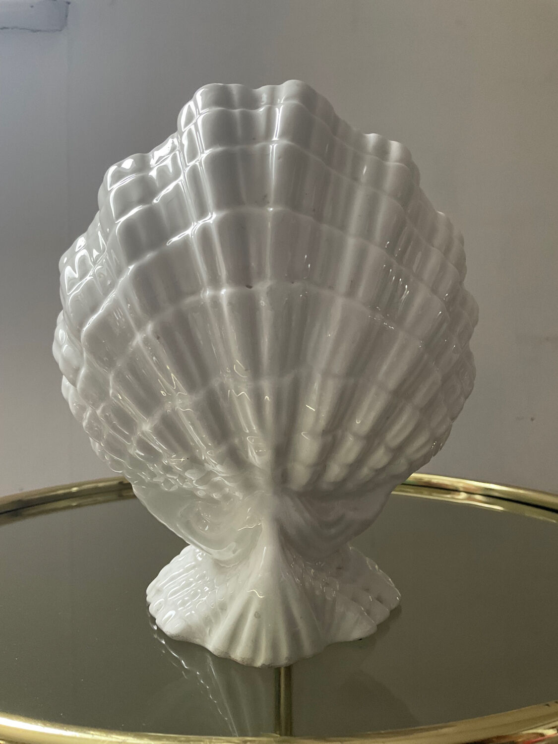 Vintage ceramic shell vase Italy