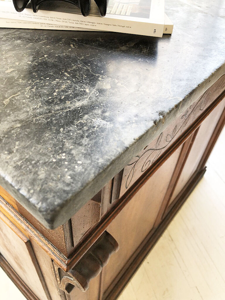 Marble and walnut trade counter 19th century