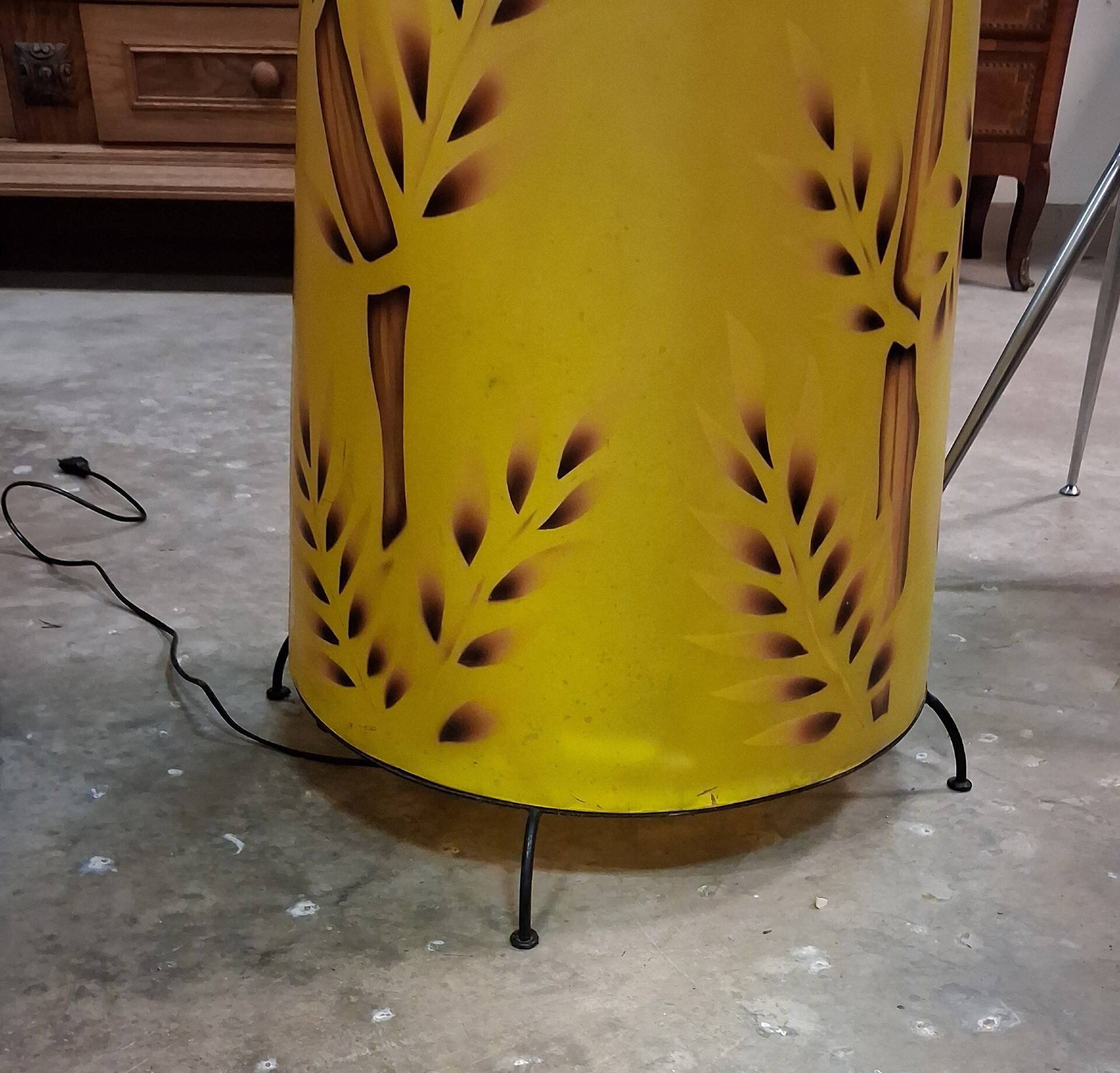 Very large sculptural vintage floor lamp in exotic tropical style.