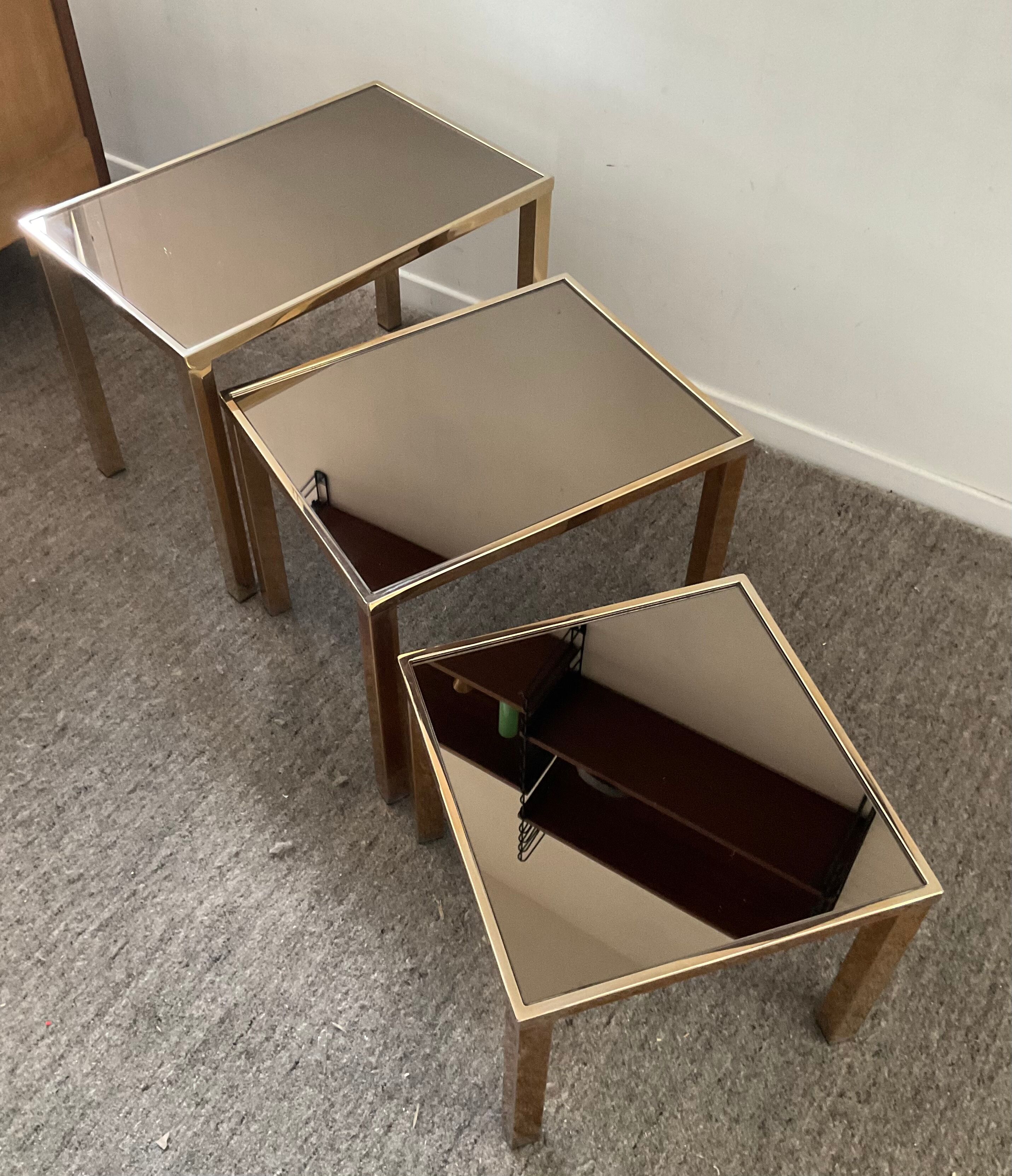 Series of 3 Belgo Chrom trundle tables from the 70s