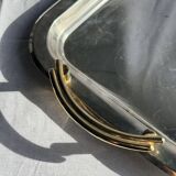 Silver-plated vintage tray with golden handles 29x45