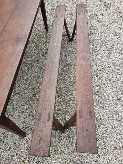 Farmhouse table in chene 200cm + 2 benches