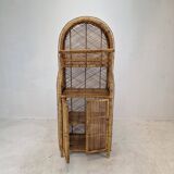 Italian bamboo and rattan credenza or bookcase, 1970s