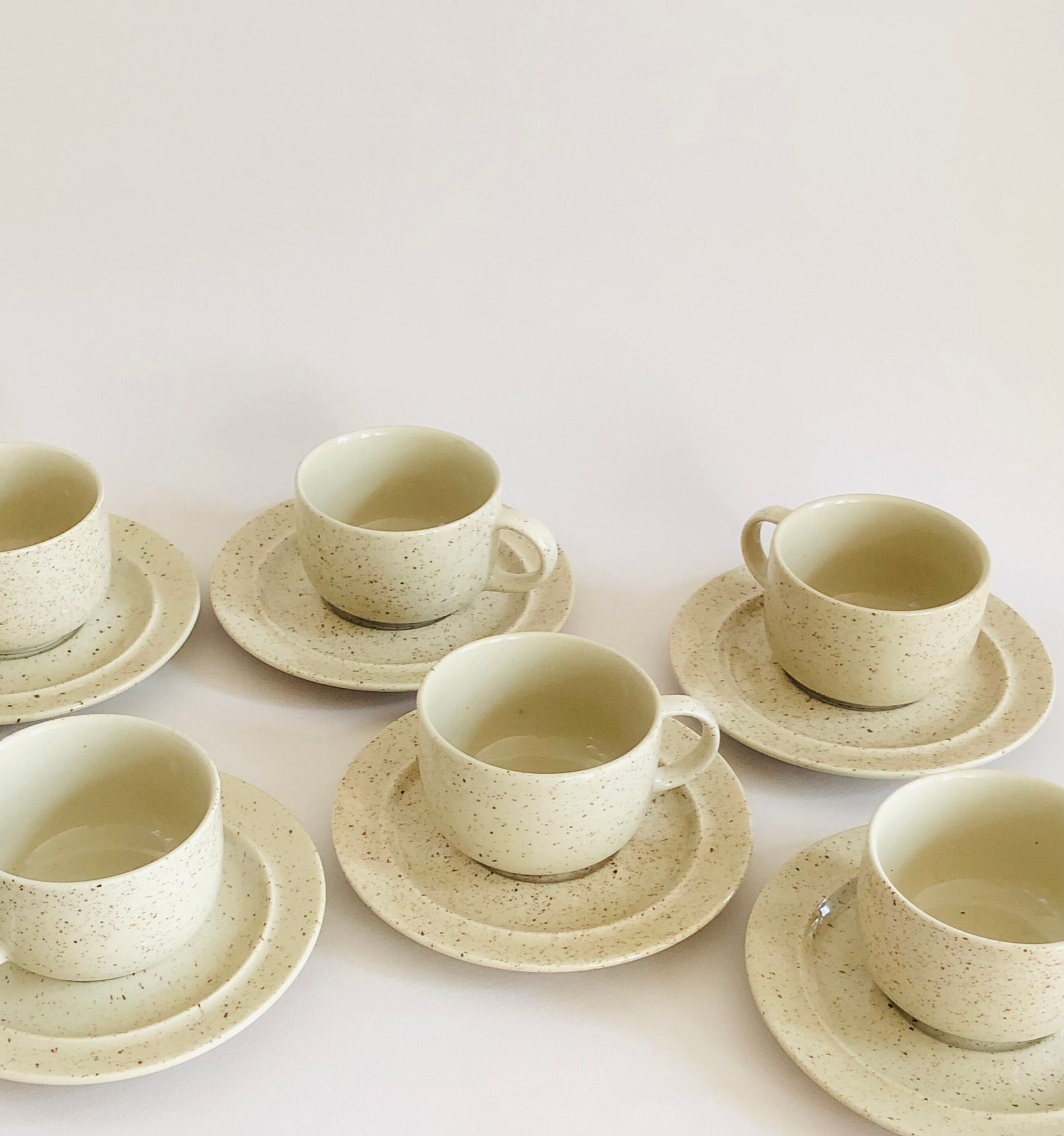 Vintage speckled stoneware coffee cups