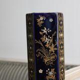 Gien navy blue and gold ceramic vase