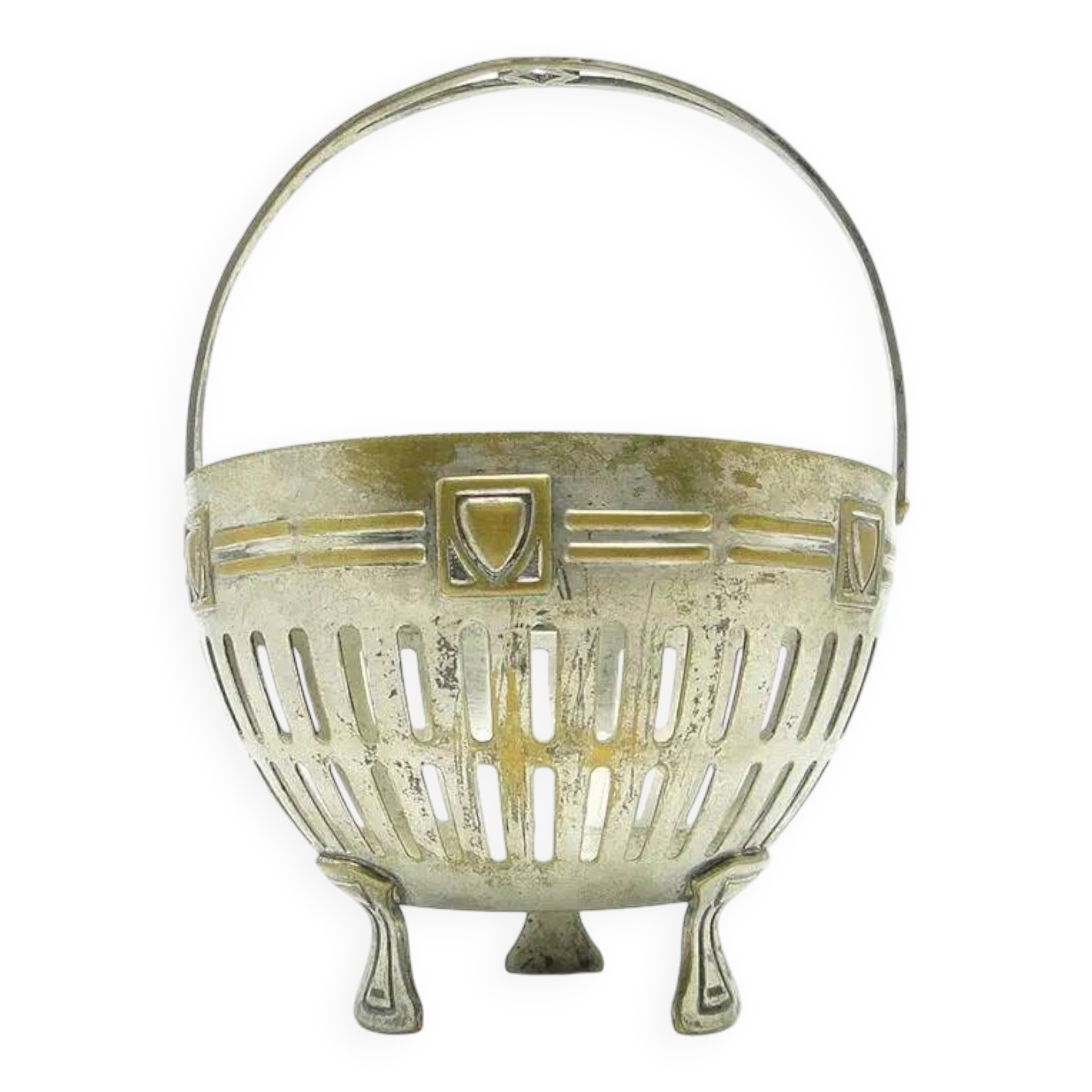 Sucrier, Art Nouveau, laiton argenté, Suède, début du 20e siècle