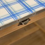 Farmhouse table with enamelled metal top