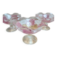 Set of 3 vintage pressed glass bowls with pink floral decoration.