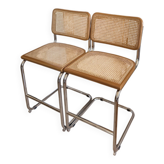 2 bar stools in the style of Cesca Breuer