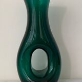 Vase vert en verre à creux hauteur 29 cm