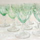 Set of nine glasses on foot in cut glass