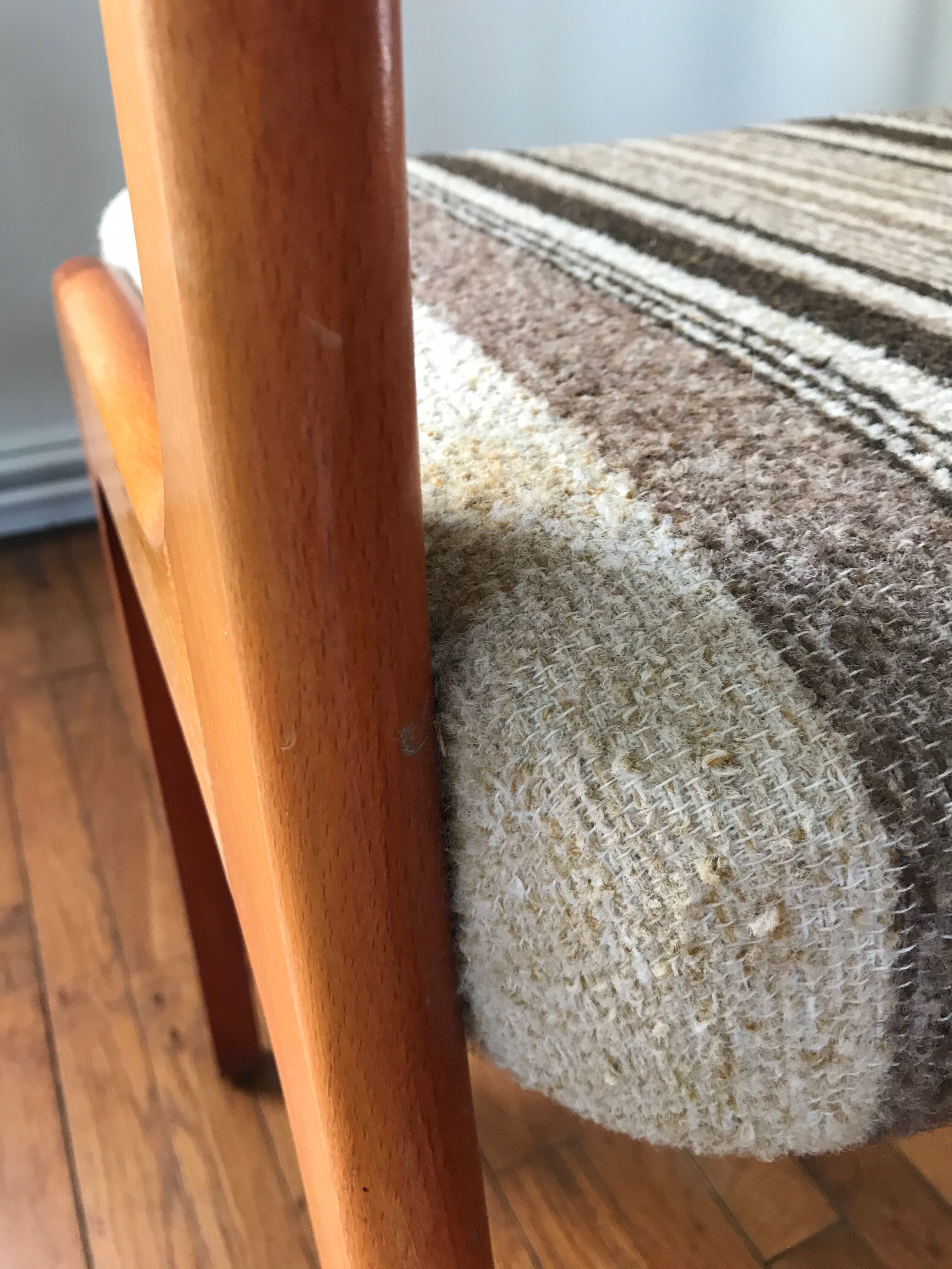 Wooden chair and woolly fabric