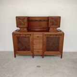 Buffet haut art and craft Art déco français en bois blond 1950 1960