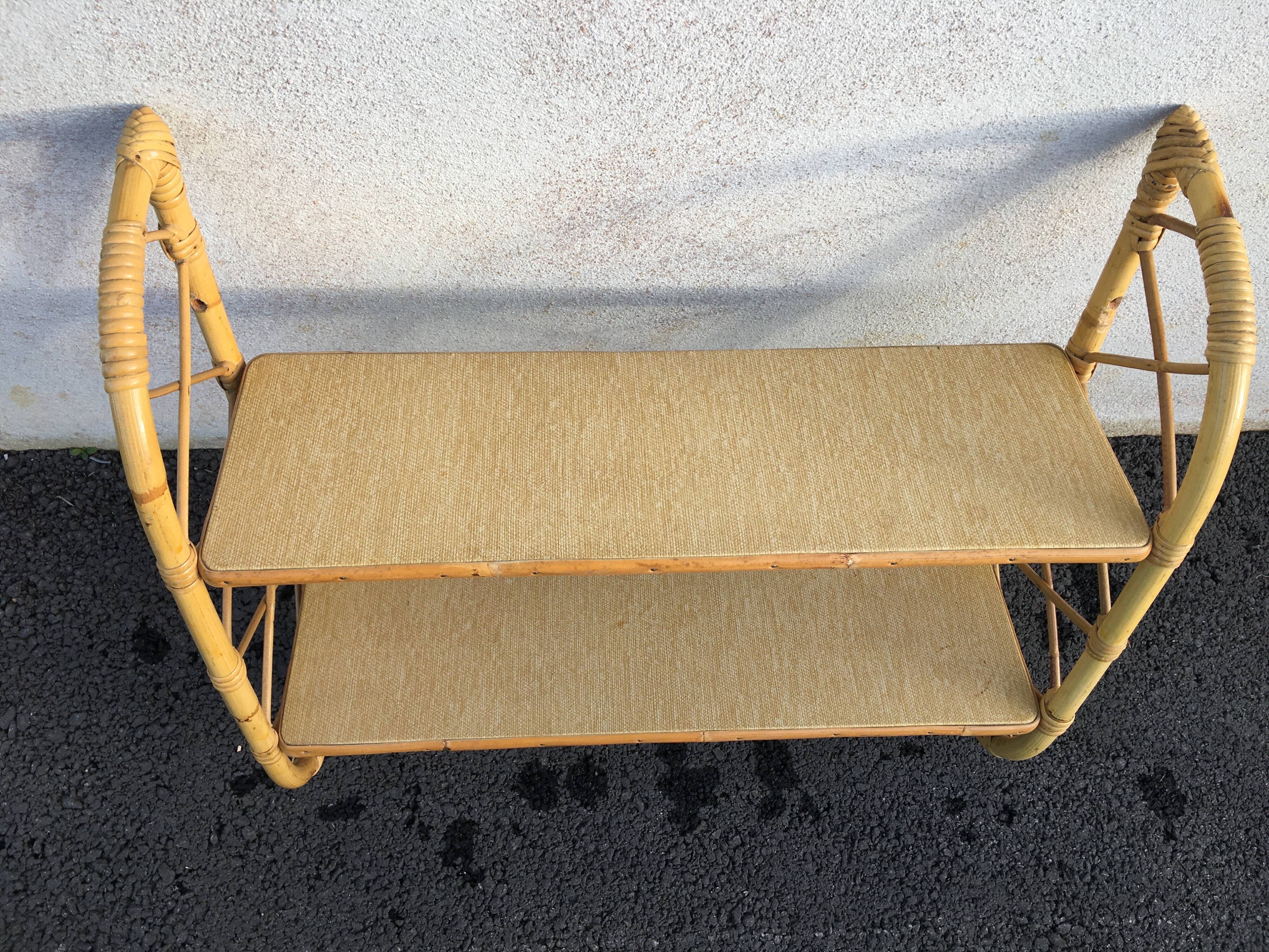 Vintage rattan wall shelf